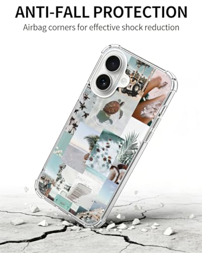 Turtle Aesthetic Collage Phone Case Compatible with iPhone 17, Pastel Summer Vibe Beach Ocean Phone Cover for iPhone 17 - color: Summer Turtle