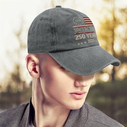 250th Anniversary 250 Years Freedoms Baseball Hat Running Embroidered Cap for - color: Pigment Gray