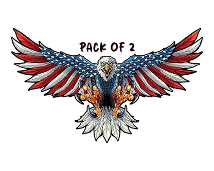 American Eagle Emblem Sticker - Pack of 2 - Waterproof Vinyl Decal for Car, Truck, Van, Laptop and Water Cooler, Indoor and Outdoor Use, Durable Adhesive Sticker - Imp 115
