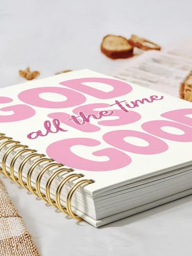 Motivational Christian Journal Notebook for Women Teen Grils,Bible Study Journal for Sermons,Church Notes Notebook,God is Good All the Time Hardcover Spiral Notebook 5.5x8.3 - color: god is good