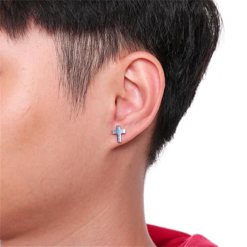 Cross Stud Earring for Women Men Dainty Small Cross Earrings Minimalist Simple Gold Silver Black Religious Faith Cross Studs - color: Silver