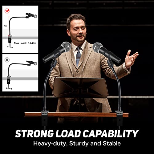13-Inch Flexible Gooseneck Mic Stand with Phone Holder and Clamp - size: 13INCHS