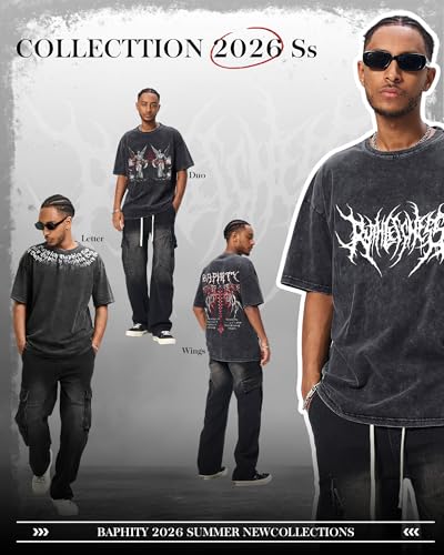 BAPHITY Mens Streetwear Crew Neck Cotton Graphic T Shirt - color: Black Vine, size: Small