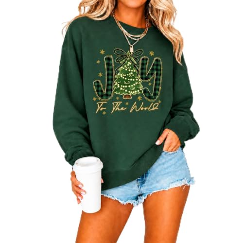 Women's Christian Christmas Sweatshirt Jesus Graphic Crewneck Holiday Top - color: Greenb, size: Medium