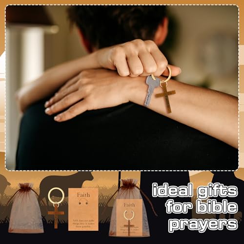Kigeli 36 Set Christian Cross Keychains Cards, Elegant, Dark Brown - color: Dark Brown, size: Elegant