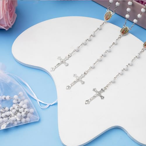 24 Pcs Silver Virgen Guadalupe Scented Rosary Baptism First Communion Party - color: 24pcs Silver