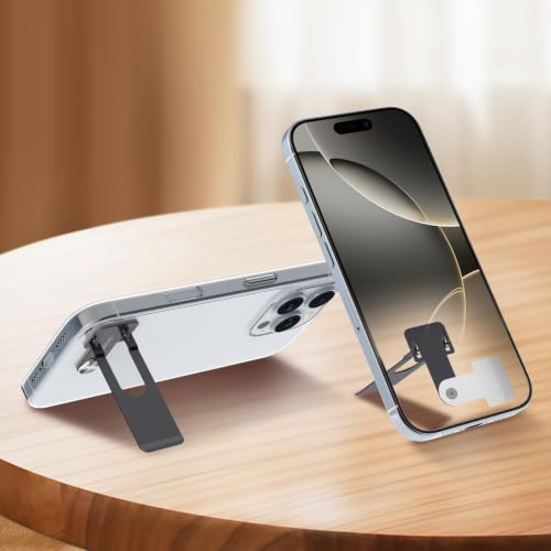 Phone Slim Kickstand, Ultra Thin Vertical and Horizontal 360° Rotating Universal Steel Metal Stable Stand Pocket Friendly Sticky Holder for iPhone Samsung Cellphone Case (Black 2-Pack) - color: Black