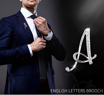 Letter Brooch Pins Initial Rhinestone Brooch for Women Crafts Silvery A-Z - color: Silver N