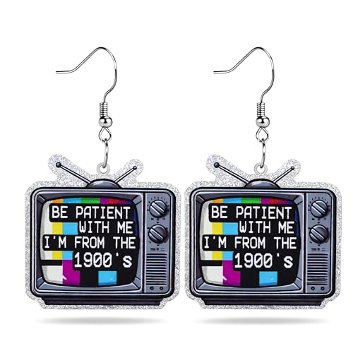 Christian Statement Earrings for Women, Acrylic Dangle Earrings, Lightweight Comfortable, Non Tarnish Hooks, Faith Jewelry, Religious Gift for Women - color: Be Patient With Me I'm From The 1900's