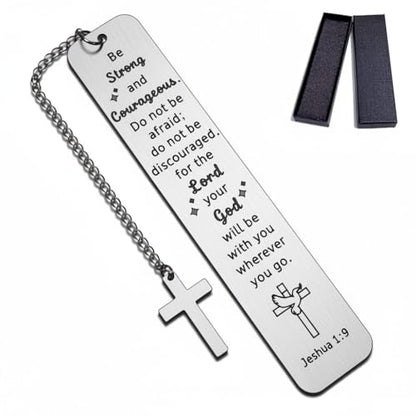 Be Strong and Courageous Bookmark, Christian Gifts for Men Women, Joshua 1:9 Inspirational Bible Verse Gifts, Graduation Encouragement Gifts for Son Daughter, Religious Baptism Keepsake - style: BM018 Bible Verses