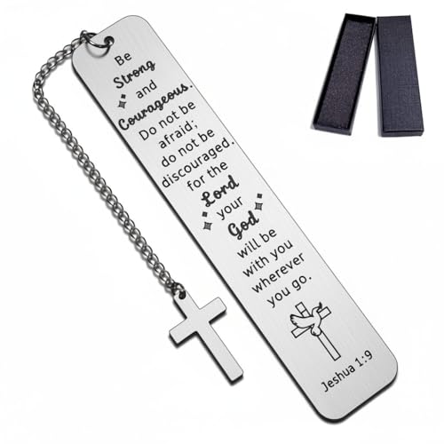 Be Strong and Courageous Bookmark, Christian Gifts for Men Women, Joshua 1:9 Inspirational Bible Verse Gifts, Graduation Encouragement Gifts for Son Daughter, Religious Baptism Keepsake - style: BM018 Bible Verses