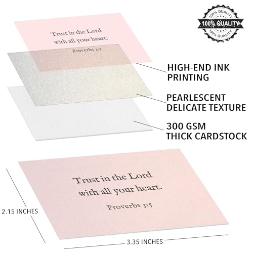 Bible Verse Cards, 60 Mini Prayer Cards on 300GSM Pearl Paper - color: Pink