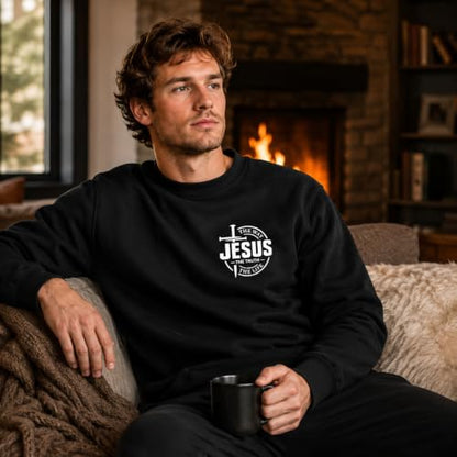 Jesus Sweatshirt For Men The Way The Truth The Life Christian Faith Hoodie - color: Black, size: Small