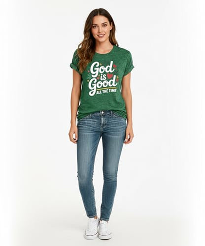 Christian Faith T Shirt – God is Good & Jesus Saves – Inspirational Religious Faith Based Tee Gift