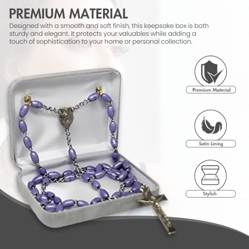 Novel Box Grey Communion Keepsake Rosary Box 3.25x2.5x1 Inches - color: Grey