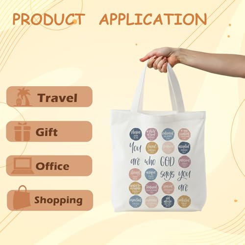 Christian Tote Bag for Women,Jesus Canvas Tote Bag,Christian Gifts for Women Faith - color: You Are Who God Say You Are