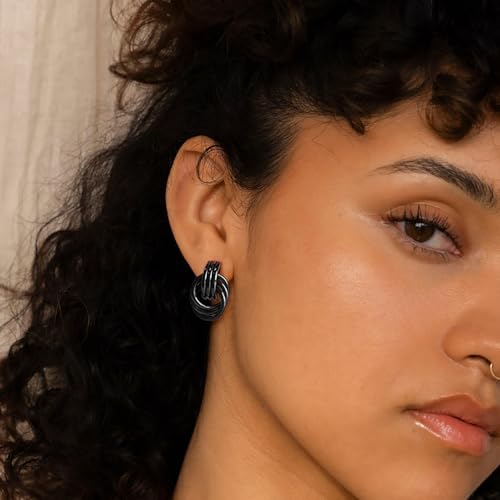 14K Gold Earring Cross Waterdrop Butterfly Heart Knot Earrings for Women Gold Silver Cross Leverback Drop Gold Silver Teardrop Hoop Dangle Earring White Gold Dangle Drop Earring - color: Black-Statement Knot Dangle Earring