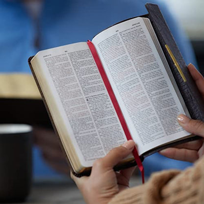 KJV Compact Checkbook Bible, Black Bonded Leather, Red Letter: King James Version, Holy Bible