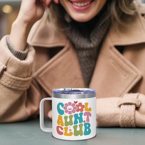 Best Auntie 14 oz Tumbler – Cool Aunt Club Cup, Funny Nutrition Facts Design, Birthday & Holiday Gift from Niece or Nephew - color: Cool Aunt