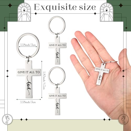 40 Set Christian Gifts Buk Jesus Keychains Stainless Steel, cross - color: Cross, size: Stainless Steel