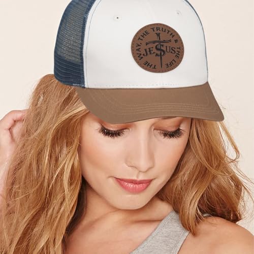 Christian Jesus Cross Hat American Flag Adjustable Faith Baseball Cap - Ideal Religious Gifts for Birthdays, Father's Day - color: Beige-brown