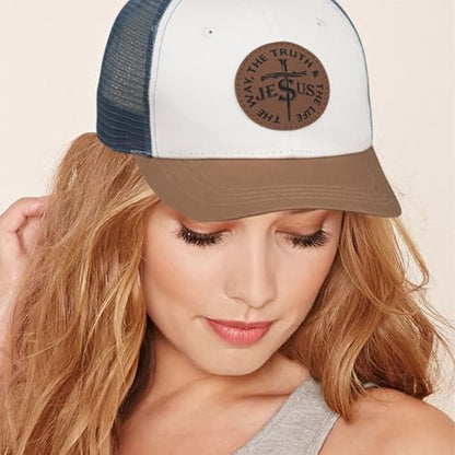 Christian Jesus Cross Hat American Flag Adjustable Faith Baseball Cap - Ideal Religious Gifts for Birthdays, Father's Day - color: Beige-brown
