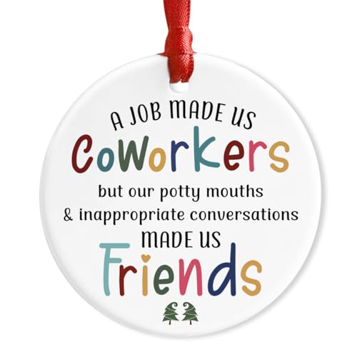 Coworker Gifts Ceramic Christmas Ornament - Gift for Work Besties, Team Members, Colleagues, Friends, Men, Women - A Job Made Us Coworkers - Decoration for Office Xmas Tree - color: Coworker