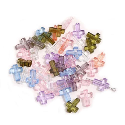100Pcs Clear Cross Beads for Bracelet Acrylic Spacer Jewelry Making 16mm - color: Transparency