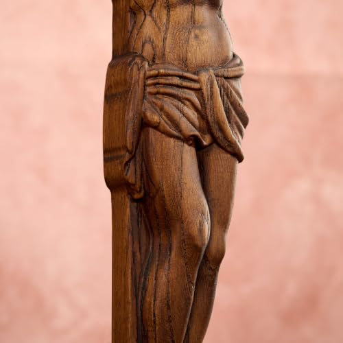 9.84in Handmade Catholic Wooden Wall Crucifix, Baptism Religious Faith Gift - size: 9.8"L x 7.2"W