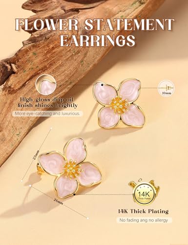 S925 Sterling Silver Flower Statement Earrings For Women Trendy - color: white style2