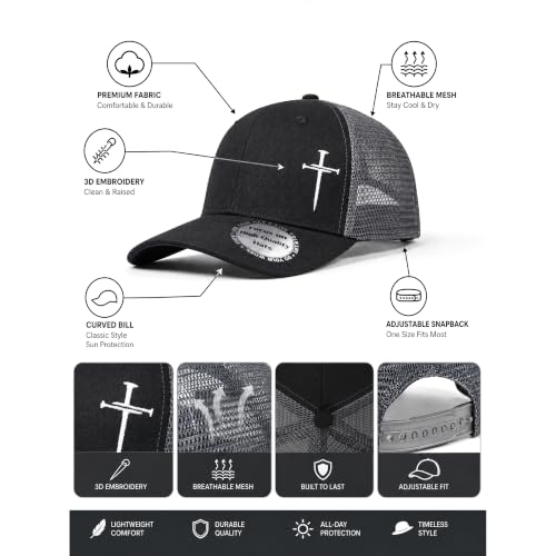 Christian Hats for Men Women,Jesus 3 Nail Cross Hat Christian Religious Gifts for Birthday/Christmas - color: 102.black