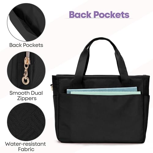 Teamoy Large Bible Bag for Women, Bible Tote Bag Book Cover Case, Black - color: Black