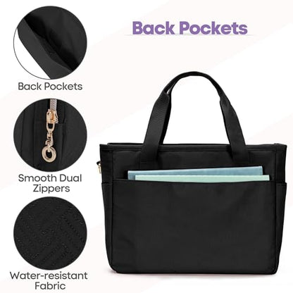 Teamoy Large Bible Bag for Women, Bible Tote Bag Book Cover Case, Black - color: Black