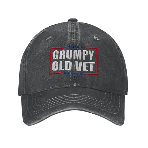 Baseball Cap for Men Women, Funny Adjustable Cotton Embroidered Dad Hat - color: Grumpy Old Vet