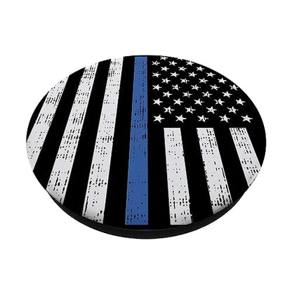 Thin Blue Line US Flag Police Officer Law Enforcement Gift PopSockets Adhesive PopGrip - style: Adhesive PopGrip