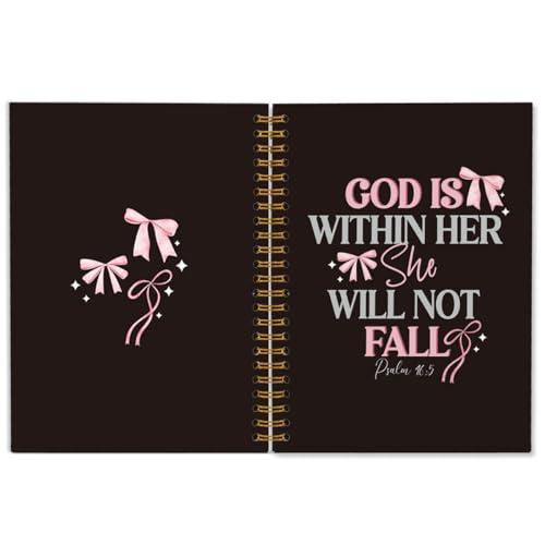 Bible Notebook Journal for Women, Bible Study Supplies, Christian Prayer Journal Notebook Gifts for Teen Girls Kids, God Is Within Her Will Not Fall, 5.5 X 8.3 Inch - color: God within her she will not fall