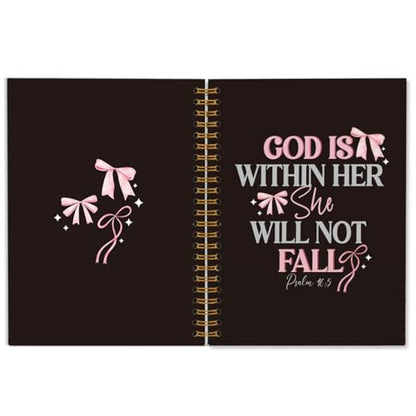 Bible Notebook Journal for Women, Bible Study Supplies, Christian Prayer Journal Notebook Gifts for Teen Girls Kids, God Is Within Her Will Not Fall, 5.5 X 8.3 Inch - color: God within her she will not fall