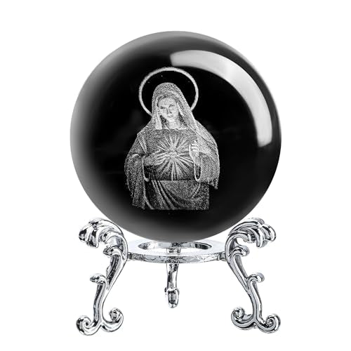 ZEERSHEE 3D Virgin Mary Crystal Ball with Stand Religious Gift Home Decor - style: Virgin Mary-2