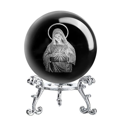 ZEERSHEE 3D Virgin Mary Crystal Ball with Stand Religious Gift Home Decor - style: Virgin Mary-2