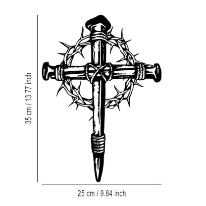 LIYOUYA Cross Metal Wall Decor - Religious Faith Symbol Decor Black Wall Art Home Decor for Living Room, Bedroom, Dining Room, Office (Black)