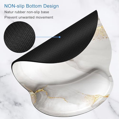 ITNRSIIET Ergonomic Mouse Pad with Wrist Support Wrist Rest Smooth Surface Non-Slip Rubber Base Comfortable Office Supplies Pain Relief, 9.8 x 9.1 inches, White marbling - color: White marbling