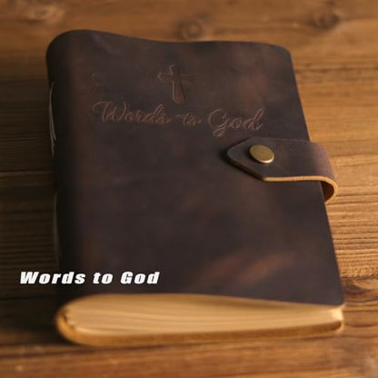 Genuine Leather Prayer Journal for Men – Handcrafted Crazy Horse Leather Notebook with Lined Kraft Paper – Rustic Bible Journal – Christian Gifts for Men