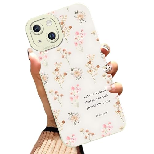 Aesthetics Jesus Christian Bible Verses Phone Case for iPhone 14 Case Flower Pattern Shockproof Soft Protective for Women Men Phone Cover Funda for iPhone 14 6.1 Inch - color: Aesthetics, size: for iPhone 14