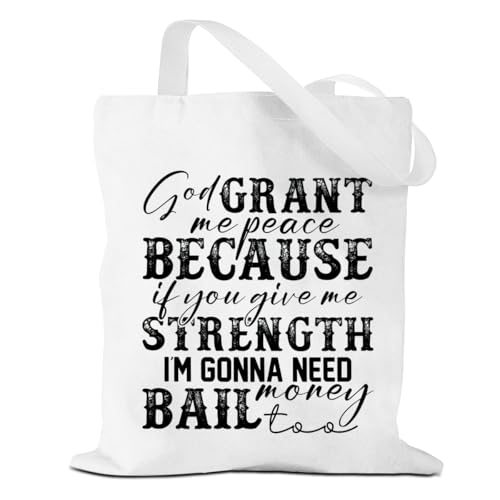VICBOU Bible Verse Canvas Tote Bag Religious Christian Gifts for Women Men Faith Canvas Tote Reusable Grocery Bag - color: Godpeace