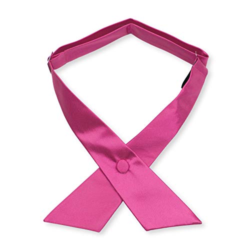 Women's or Men's Crossover Neck Tie Solid Color Continental Tie - color: Hot Pink