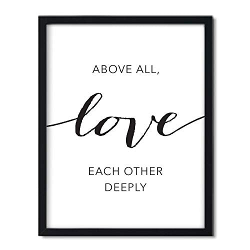 Andaz Press Unframed Black White Wall Art Decor Poster Print, Bible Verses, Above all, love each other deeply, 1 Peter 4:8, 1-Pack - color: 1 Peter 4:8