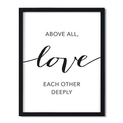 Andaz Press Unframed Black White Wall Art Decor Poster Print, Bible Verses, Above all, love each other deeply, 1 Peter 4:8, 1-Pack - color: 1 Peter 4:8