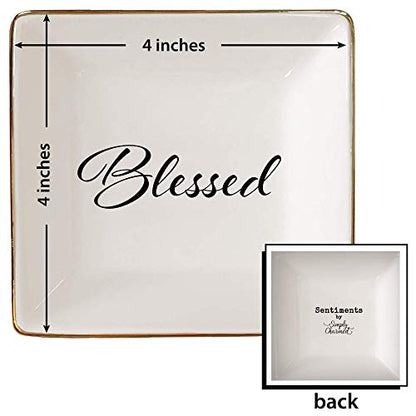 Simply Charmed Blessed Ceramic Jewelry Dish or Ring Holder - Religious Gift for Confirmation, Baptism, Wedding or Bible Study - style: Blessed