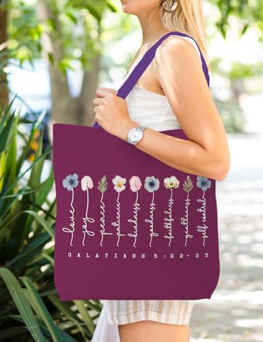 Bible Bags for Women, Christian Tote Bag, Gifts for Christian Women - color: Purple