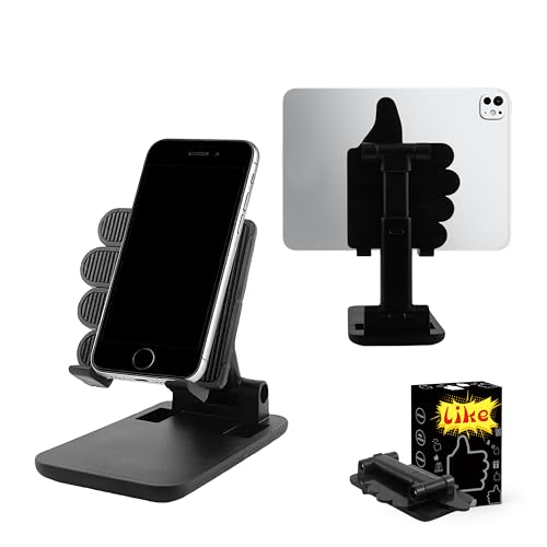 Father's Day Foldable Cell Phone Stand Non-Slip,Thumbs Up Adjustable Phone Holder with Silicone，Portable Phone Stand for Desktop Compatible with All Mobile Phones (Black) - color: black 1p